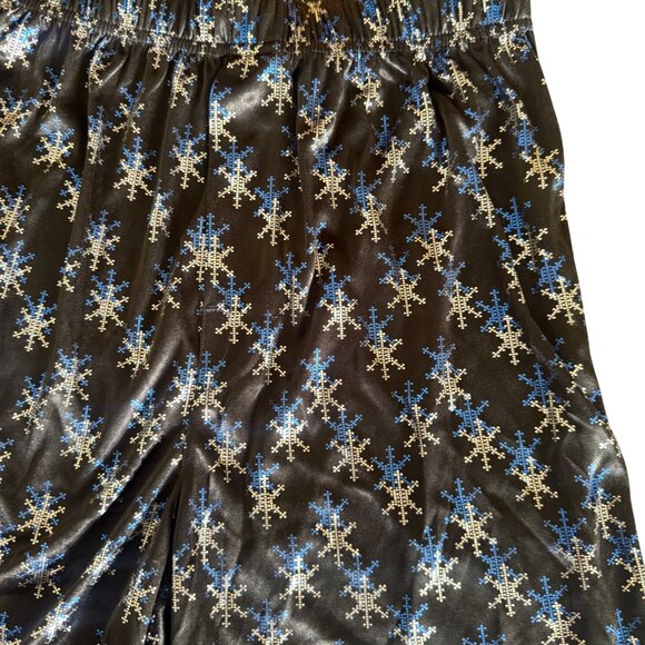 Black & Blue Snowflake Polyester Accent Sleep Shorts Small By Isaco - Picture 2 of 4